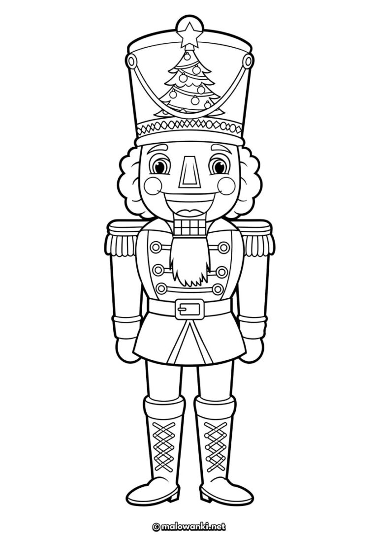 Świąteczna kolorowanka do druku z dziadkiem do orzechów